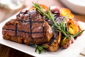 Organic grilled lamb loin chops with with potatoes. Please see my portfolio for other food and drink images.